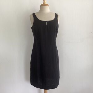 Audrey Hepburn  Linen Scoop Neck knee length LBD Lagenlook Rafaella Sport. Sz 10